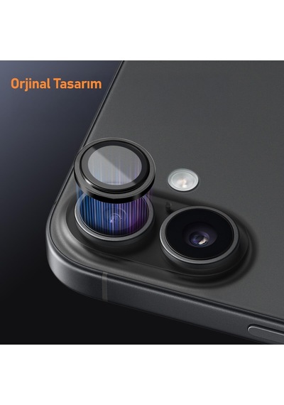 İphone 17 İle Uyumlu Metal 9h Kamera Lens Koruyucu Siyah