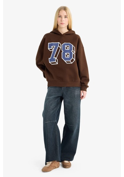 Defacto Coool Overshirt Fit Kapüşonlu Baskılı Sweatshirt G0965ax25wnbn191 Kahve Defacto Coool Overshirt Fit Kapüşonlu Baskılı Sweatshirt G0965ax25wnbn191 Kahve