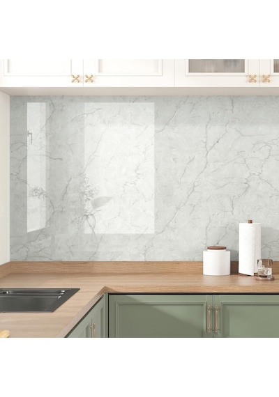 Hotdecor Mobilya Folyosu, Kendinden Yapışkanlı, Yıkanabilir Duvar Kağıdı, Mutfak, Gri Beyaz, Mermer Folyo, Tezgah