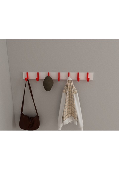 Hepsi3boyutlu Modern Duvar & Kapı Baston Askılık - 7 Adet Kırmızı J Askılık - Model No : 6 Kırmızı