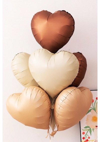 Beysüs 6 Yaş Retro Doğum Günü Balon Seti 5 Adet Kalp Balon