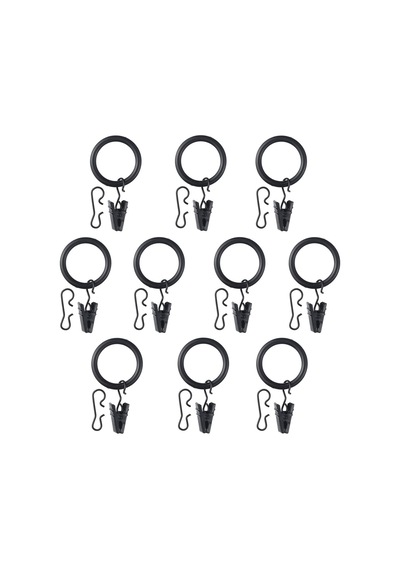 Perde Halkası Seti, Siyah, 25 Mm, 10 Adet Siyah