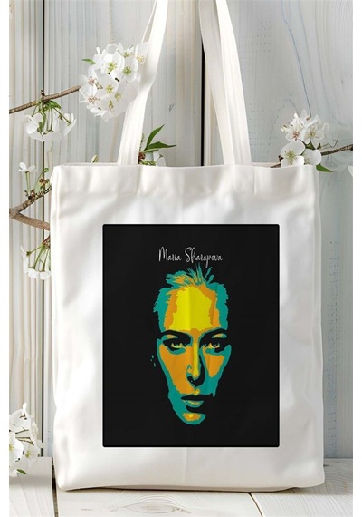 Art Hediye Maria Sharapova Baskılı Bez Çanta Omuz Çantası Kişiye Özel Desen 3 Çok Renkli