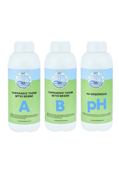 Topraksız Tarım Bitki Besini Ve Ph Düşürücü 1 Lt A 1 Lt B Ve 1 Lt Ph Düşürücü 1