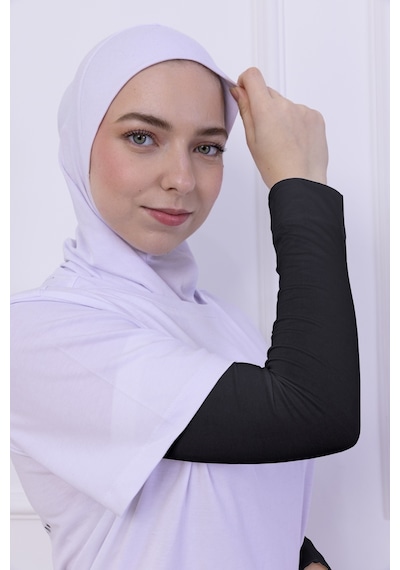 Loggia Likralı Penye Kolluk Antrasit - Pratik Kadın Tesettür Düz Namaz Kolluğu 1 Çift 40cm Viskon Hijab Antrasit