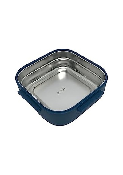Vagonlife Bento 500ml Lunchbox Tek Katlı Çelik Sefer Tası Yemek Kutusu Lacivert-sarı Genel
