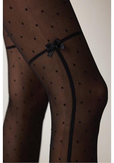 Penti Dotty Bowtie Siyah Külotlu Çorap Siyah