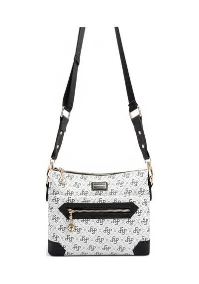 Silver & Polo Silver Polo Beyaz - Siyah Monogram Kadın Çapraz Çanta Sp1110