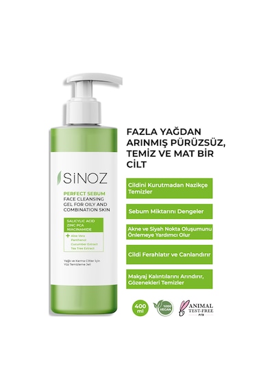 Sinoz Yağlı ve Karma Ciltler İçin Yüz Temizleme Jeli 400 ML