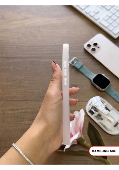 Samsung Galaxy A34 Uyumlu Süper İnce Mat Ultra Thin Silikon Kılıf Beyaz