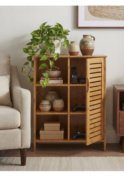 Panalı Bambu Çekmeceli Dolap 88 X 66 X 33 Cm Bej