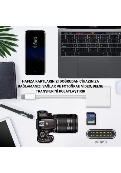 Polham Usb-c To Sd / Hafıza Kart Okuyucu Tak & Çalıştır Kamera Kart Dönüştürücü, Telefon, Tablet Pc Uyumlu Beyaz