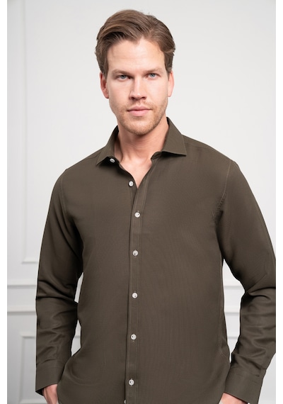 Morven Erkek Haki Trend İtalyan Yaka Slim Fit Dar Kesim Gömlek 25mc004017710 Haki Haki