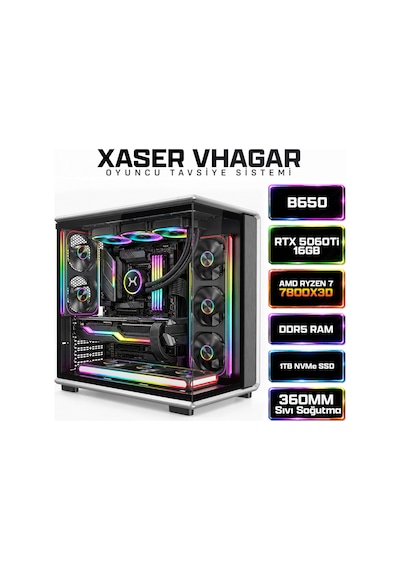 Xaser VHAGAR-X1 R7-7800X3D 16 GB 1 TB M.2 NVMe SSD 16 GB RTX5060Ti Free Dos Masaüstü Oyuncu Bilgisayarı