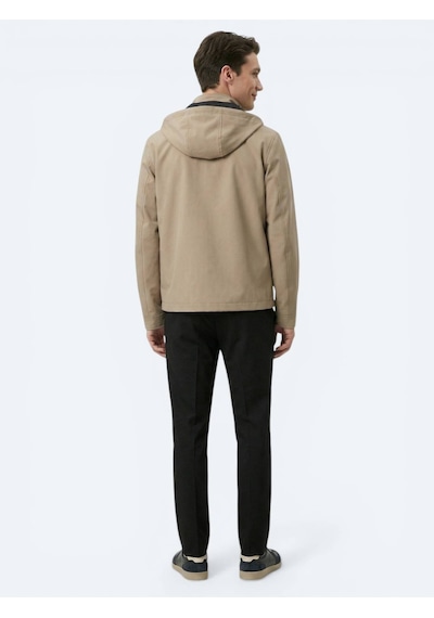 Kip Açık Kahve Regular Fit Kapüşonlu Casual Dokuma Mont Kahverengi