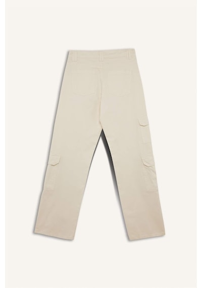 DeFacto Straight Fit Gabardin Pantolon Kargo Cepli Normal Bel Düz Paça D3762AX24AUER98