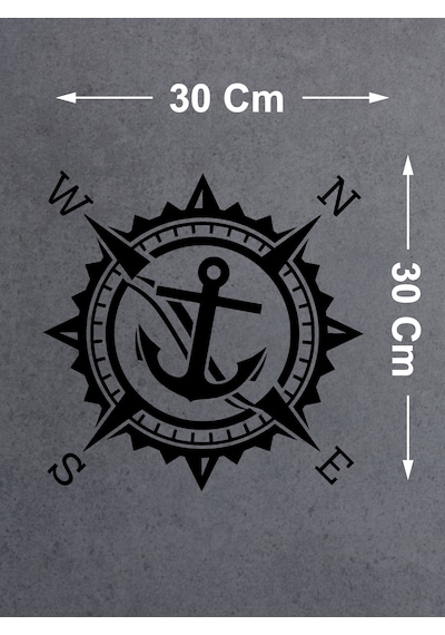 Pusula Ve Çapa Sticker - Araba Oto Motosiklet Karavan Cam Sticker - 00318 30x30 Cm