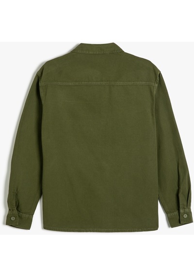 Koton Oversize Gömlek Ceket Kapaklı Cep Detaylı Haki 4sam50036nd Haki