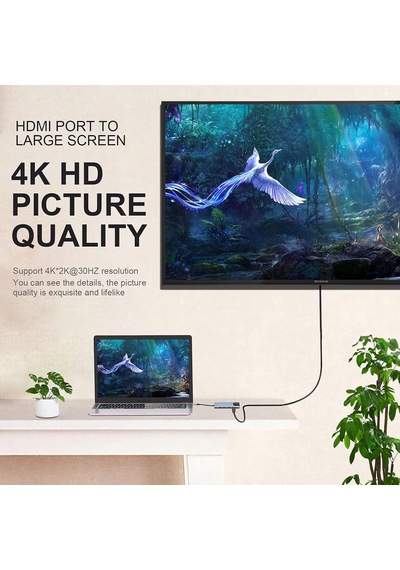 Tr Usb C Hub Çoklu Bağlantı Noktalı Adaptör, 8in1 Arada Usb C Yerleştirme İstasyonu, 4k Hdmı, Rj45 Ethernet, Usb3