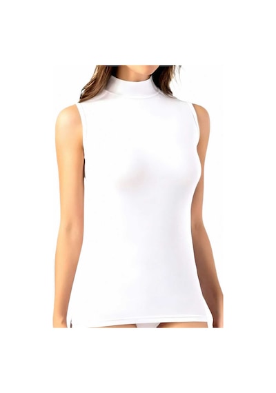 Tezzgelsin Kadın Sıfır Kollu Boğazlı Pamuklu Atlet Beyaz