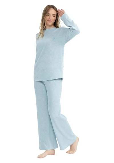 U.s. Polo Assn. Kadın Yumoş Kumaş Yuvarlak Yaka Pijama Takımı Mavi