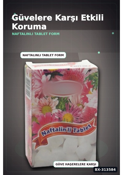 Çiçek Desenli Kutuda 6 Adet Naftalinli Tablet Güve Kovucu Dolap Çekmece Koruyucu Bx-313584 Renkli