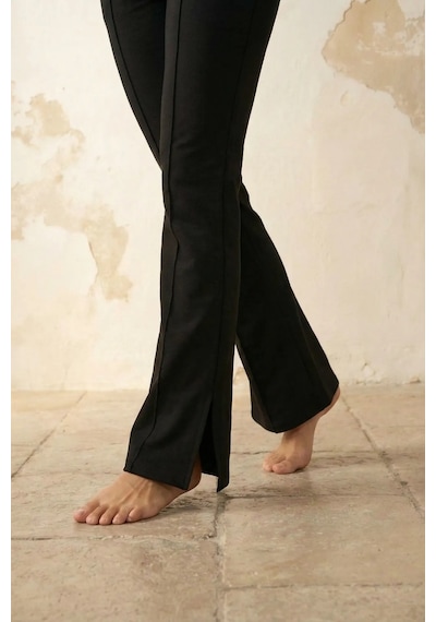 Hiccup My Fashıon Yüksek Bel Geniş Paça Örme Jogger Siyah