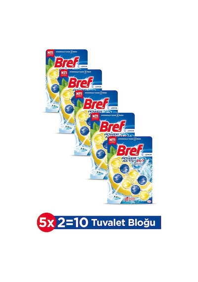 Bref WC Power Aktiv Duopack Katı Tuvalet Bloğu Limon 5 x 2'li Paket