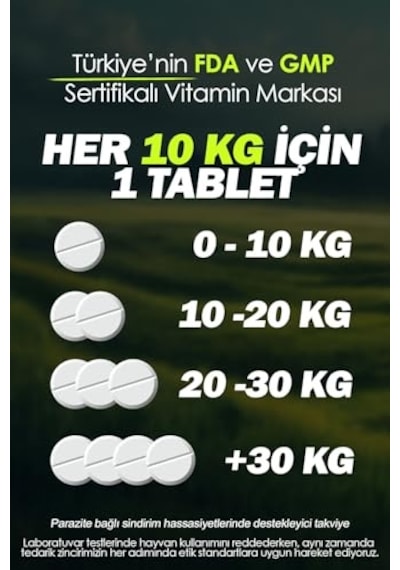 Köpek İçin%100 İç Bitkisel Parazit Tableti Ve Hapı 2 Tablet Bağırsak Sağlığı & Sindirim Desteği