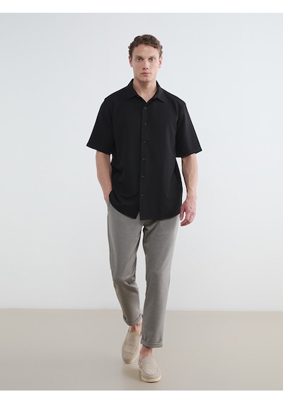 Lcw Vision Siyah Regular Fit Erkek Dokulu Gömlek