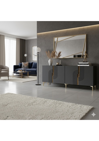 Ka1804ag Meyra180 Konsol, Kahve Köşesi, Tv Sehpası Antrasit-gold 180cm Antrasit-gold Ka1804ag Meyra180 Konsol, Kahve Köşesi, Tv Sehpası Antrasit-gold 180cm Antrasit-gold
