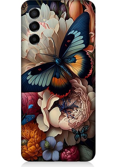 Samsung Galaxy M23 Uyumlu Silikon Kılıf Kelebek Ve Çiçek