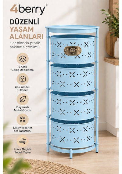 4 Katlı Metal Çok Amaçlı Oyuncak Dolabı Mutfak Sebzelik, Oyuncak, Banyo Ve Ev Organizeri Mavi 4 Katlı Metal Çok Amaçlı Oyuncak Dolabı Mutfak Sebzelik, Oyuncak, Banyo Ve Ev Organizeri Mavi