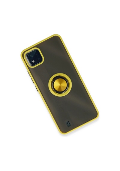 Realme C11 2021 Kılıf Montreal Yüzüklü Silikon Kapak - Sarı 0.2M-Çok Renkli