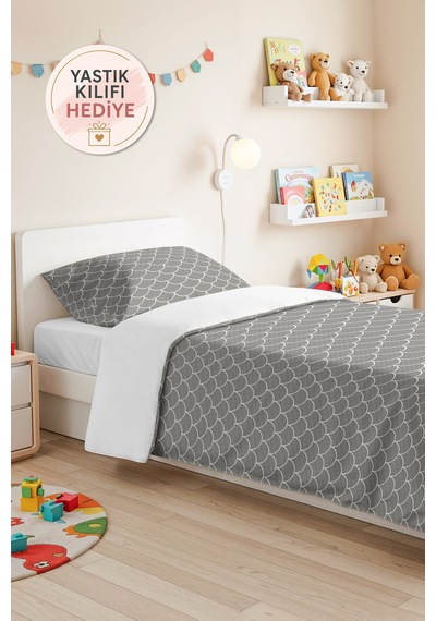 Gri Geometrik Modern Genç Odası Tek Kişilik Pike Takımı-iskandinav 160x220 Cm Kapitone Yatak Örtüsü Bohem Doku Kabuğu