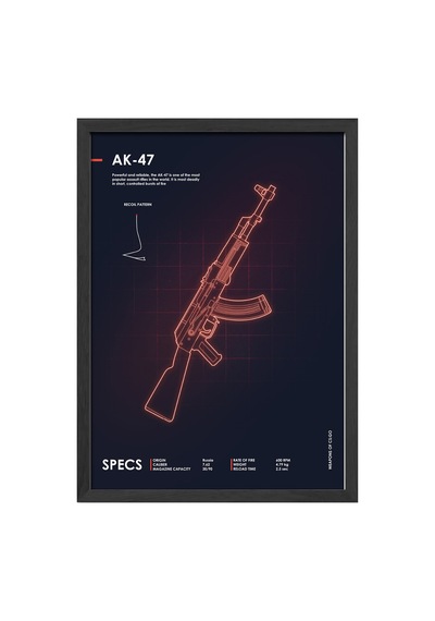 Cs:go Ak-47 Siyah Ahşap Çerçeveli Poster, Dekoratif Oyun Duvar Tablosu