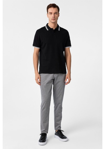 Süvari Siyah Regular Armürlü Polo Yaka Tişört-37366 Siyah