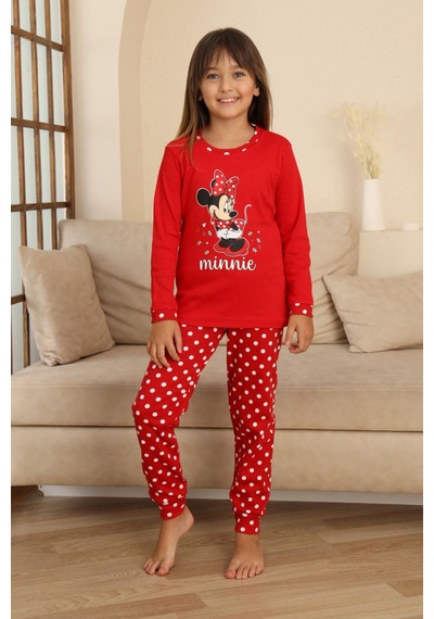 Miniğimin Cicileri Mnn Puantiye Baskılı Kız Çocuk Pijama Takı... Kırmızı