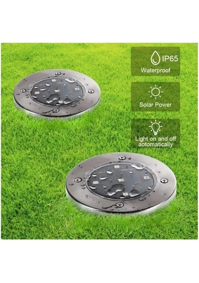 12'li 3w Solar Güneş Enerjili Kazıklı Çim & Bahçe Aydınlatma,paslanmaz Inox, Ip65 Beyaz Işık