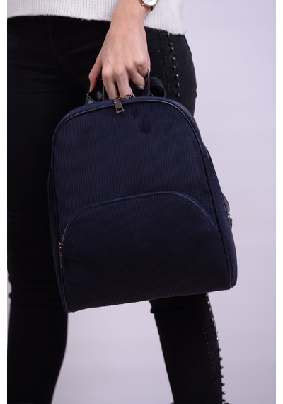 Housebags Kadife Lacivert Kadın Sırt Çantası 157 Kadife Lacivert