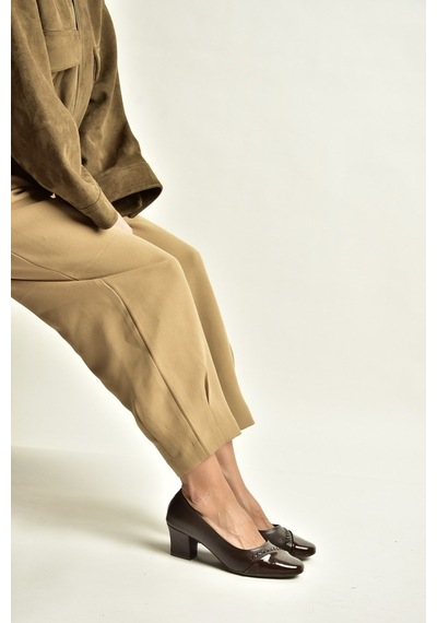 Fox Shoes Z820050609 Kahverengi Kalın Topuklu Kadın Ayakkabı