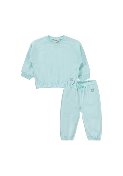 Civil Baby Kız Bebek Düz Basic Kalpli 6-18 Ay Takım - Yeşil Su Yeşili