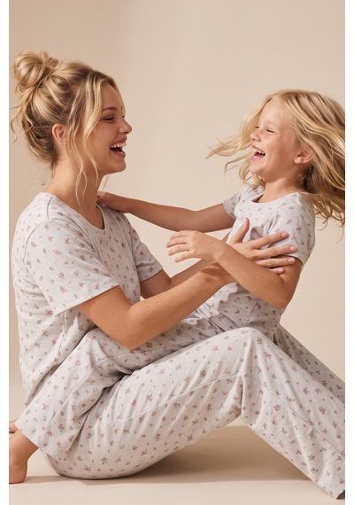 Siyah İnci Pamuklu Fitilli Kaşkorse Örme Pijama Takım 26120402 Taş Rengi