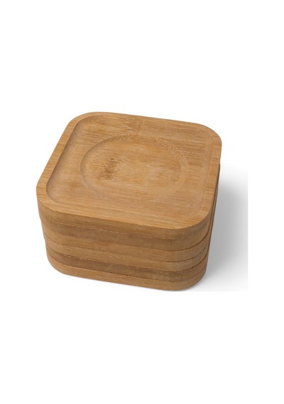 Bambu Kare Çay Tabağı Bardak Altlığı 6'lı Set Dekoratif Ve Doğal Bambu Altlık Şık Ve Dayanıklı Tasarım 10cm X 10cm Altın Ve Çok Renkli