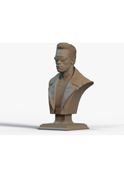 Terminatör Büst 3d Yazıcı Baskı, Pla Malzeme, 20 Cm Ten Rengi & Beyaz