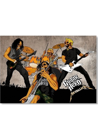 Cakasepetim Metallica Guitar Hero Kuru Kafalar Ahşap Mdf Tablo