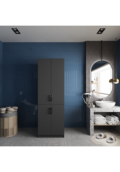 Venedik Çamaşır Ve Kurutma Makinesi Dolabı Banyo Dolabı Füme Antrasit - Füme Venedik Çamaşır Ve Kurutma Makinesi Dolabı Banyo Dolabı Füme Antrasit - Füme