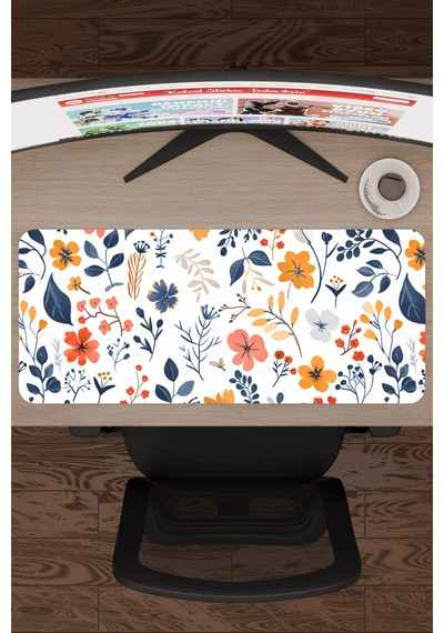 Çiçek Desenleri Kaymaz Dikişli Kauçuk Oyuncu Mousepad V4 - 70x30 Xl Gaming Mouse Pad Fare Altlığı