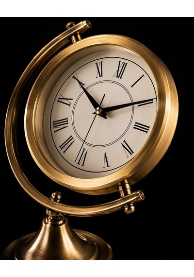 Gold Metal Masa Saati Sessiz Mekanizma Roma Rakamlı Vintage Dekoratif Masaüstü Saat 30x25 Cm Gold