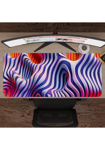Realistik Çizgi Gaming Mouse Pad Kauçuk Kaymaz Taban Mousepad V2, 90x40 Xxl